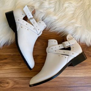 Halogen  White Leather Hailey Buckle Bootie